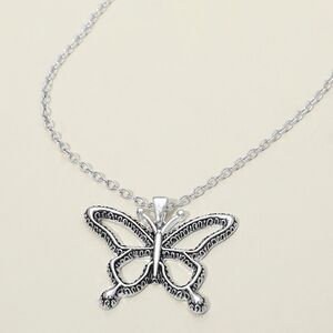 Antique Metal Butterfly Pendant Necklace